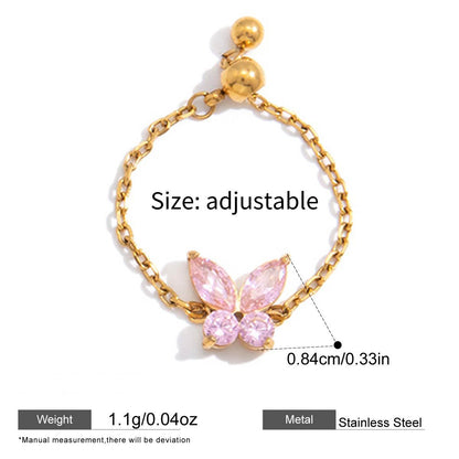 Adjustable Chain Zircon Rings — dimensions and size reference 08