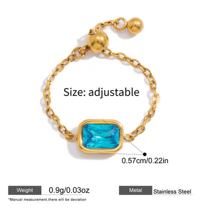 Adjustable Chain Zircon Rings — dimensions and size reference 09