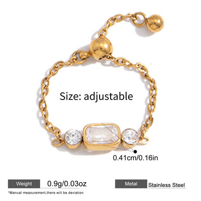 Adjustable Chain Zircon Rings — dimensions and size reference 11