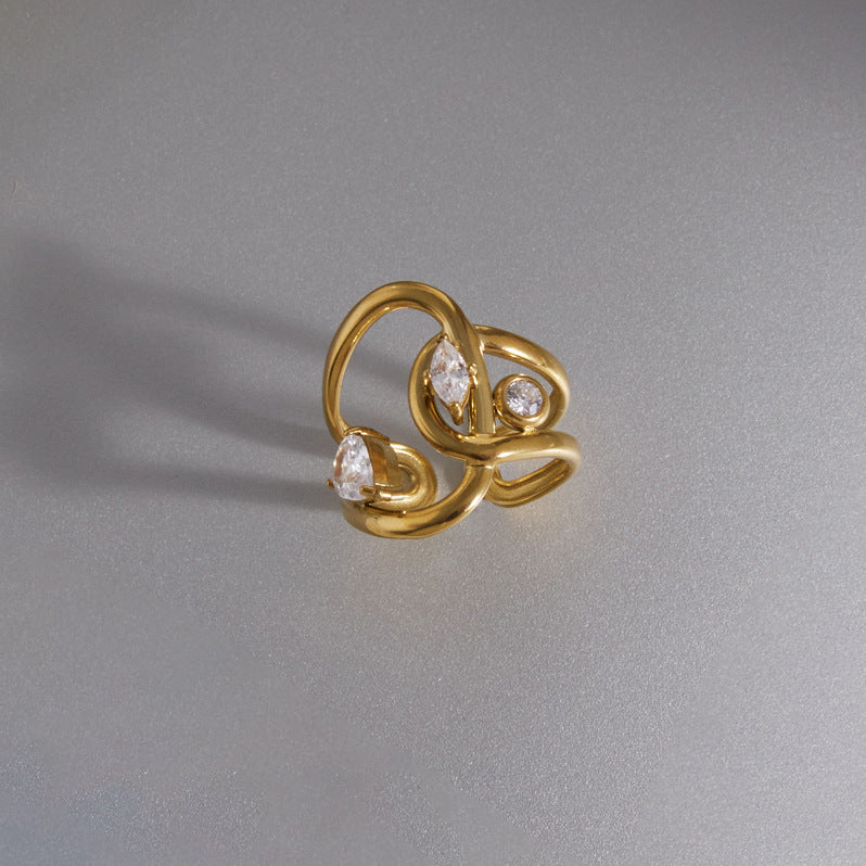 Interlocking Zircon Open Ring — styled view 02