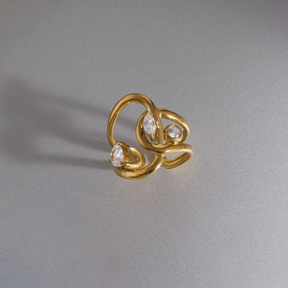 Interlocking Zircon Open Ring — styled view 02