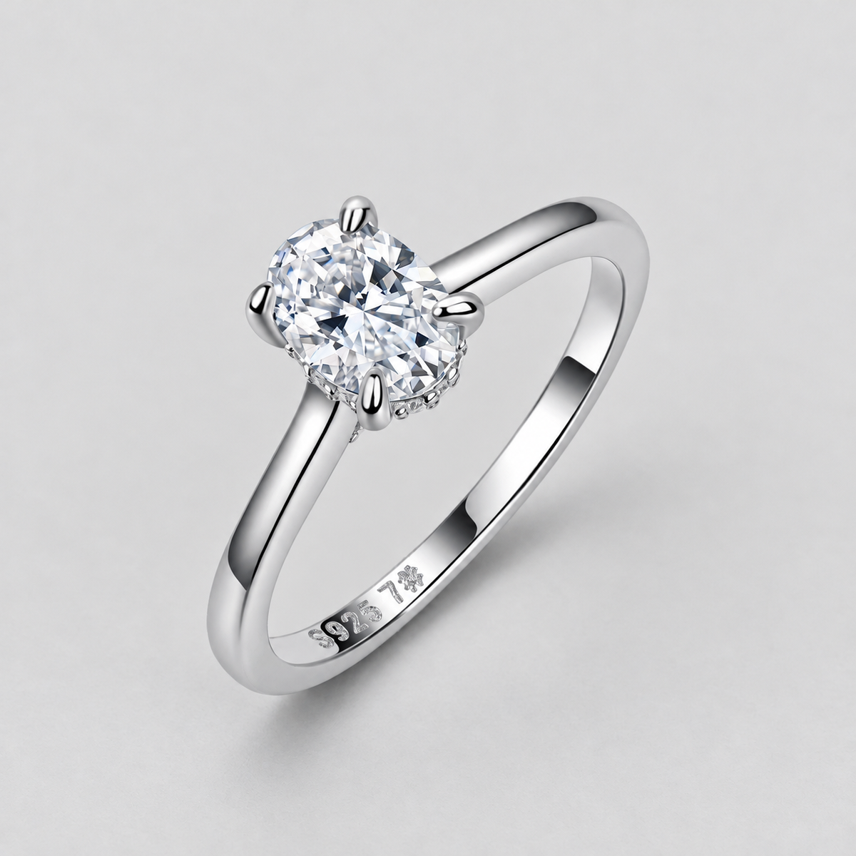 Moissanite Ring, Multiple Shapes in 925 sterling silver.