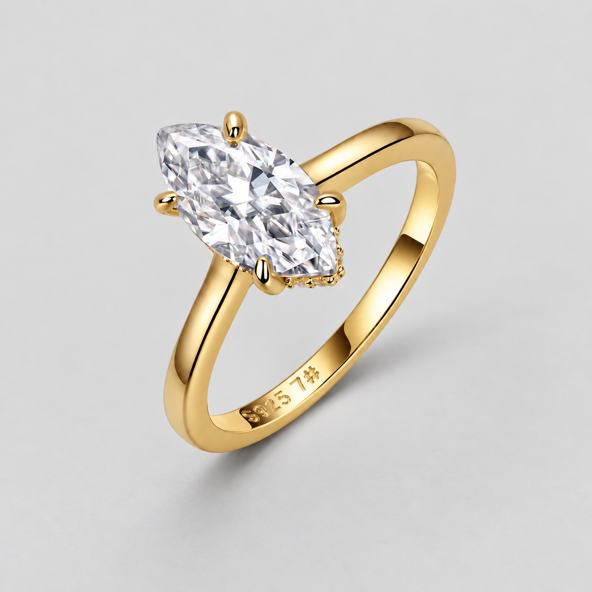 Moissanite Ring, Multiple Shapes in 925 sterling silver.