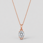 Oval Moissanite Pendant Necklace in 925 sterling silver, rose gold finish.