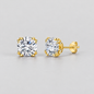 Eight-Prong Moissanite Stud Earrings in 925 sterling silver, gold finish.
