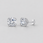 Eight-Prong Moissanite Stud Earrings in 925 sterling silver, silver finish.