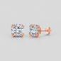 Eight-Prong Moissanite Stud Earrings in 925 sterling silver, rose gold finish.